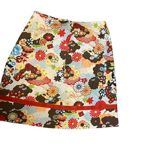 Vintage 90s 60s Flower Power A-Line Skirt | Hippie Vibes Cotton Spandex Size 10 - Picture 5 of 7